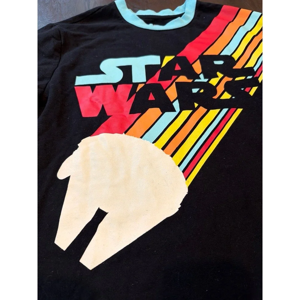 Star Wars Millennium Falcon‎ Retro Stripe Sweatshirt Size M Black Crewneck